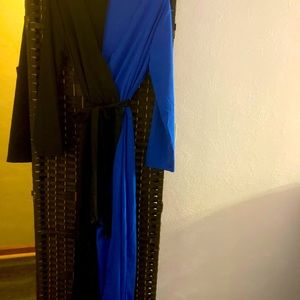 Plus sz black/ blue color block jump suit 2XL